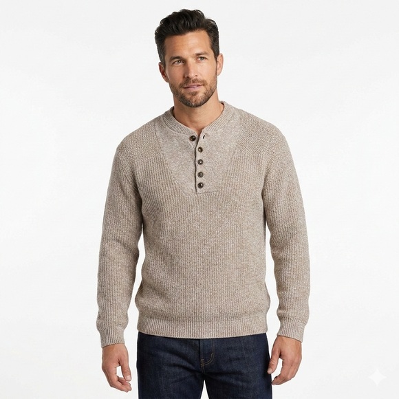 Eddie Bauer Men’s Vintage Made In USA Henley Sweater Large